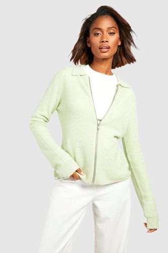 Womens Soft Knit Polo Collar Cardigan - - L - boohoo - Modalova