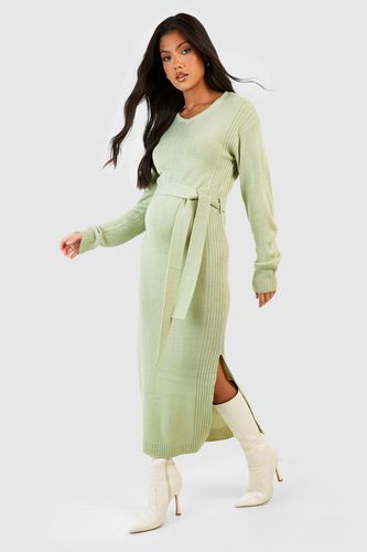 Womens Maternity Knitted Split Midaxi Dress - - 10 - boohoo - Modalova