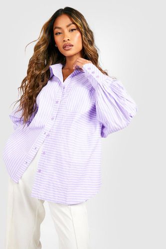 Womens Stripe Deep Cuff Shirt - - 10 - boohoo - Modalova