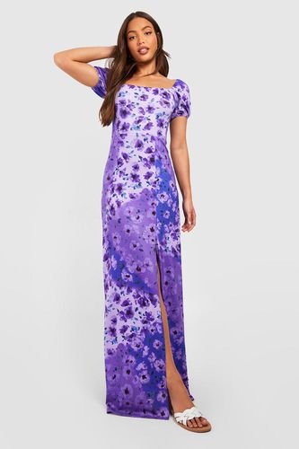 Womens Tall Floral Puff Sleev Square Neck Split Side Maxi Dress - - 6 - boohoo - Modalova