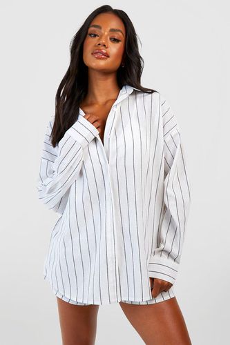 Womens Cotton Stripe Pyjama Shirt - - 10 - boohoo - Modalova