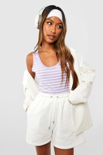 Womens Lilac Contrast Binding Stripe Vest - - 6 - boohoo - Modalova