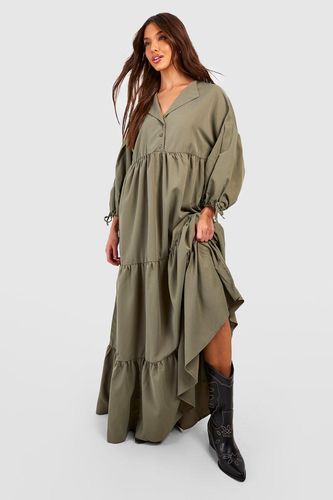 Womens Woven Tiered Blouson Sleeve Maxi Dress - - 8 - boohoo - Modalova