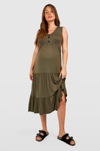 Womens Maternity Button Down Smock Midi Dress - - 10 - boohoo - Modalova