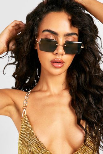 Womens Frameless Rectangle Retro Sunglasses - - One Size - boohoo - Modalova