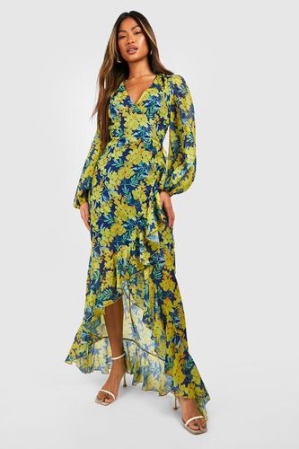 Womens Floral Chiffon Frill Detail Maxi Dress - - 8 - boohoo - Modalova