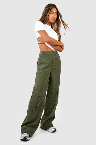 Womens Cord High Waisted Cargo Trousers - - 14 - boohoo - Modalova