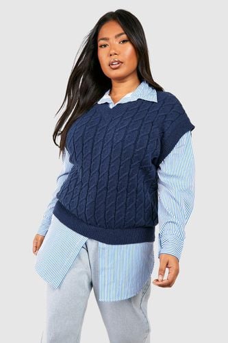 Womens Plus Knitted Vest Stripe Shirt Jumper - - 20-22 - boohoo - Modalova