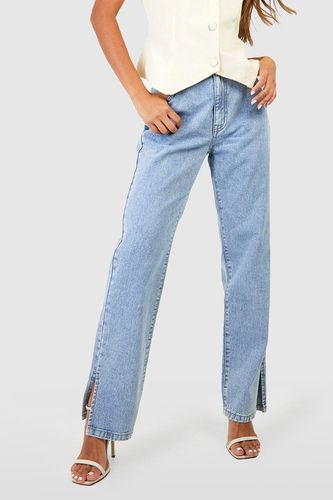 Womens Basics High Waisted Split Hem Straight Leg Jeans - - 12 - boohoo - Modalova