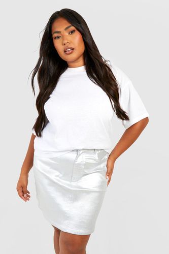 Womens Plus Metallic Coated Denim Mini Skirt - - 20 - boohoo - Modalova