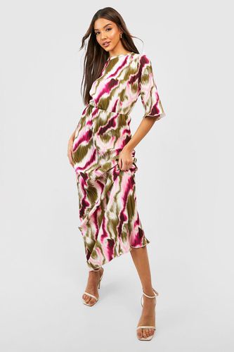 Womens Abstract Plisse Oversized Maxi Dress - - 10 - boohoo - Modalova