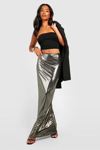 Womens Petite Metallic Maxi Skirt - - 10 - boohoo - Modalova