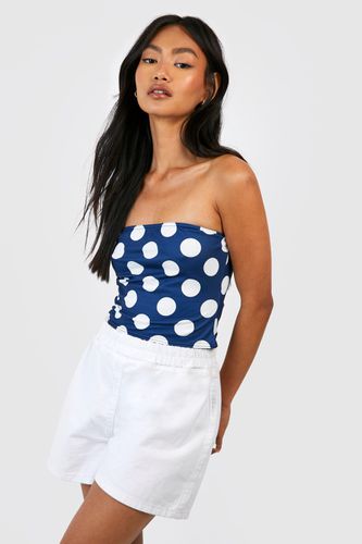 Womens Spot Bandeau Top - Navy - 6 - boohoo - Modalova