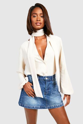 Womens Hammered Relaxed Fit Blouse & Neck Tie - - 10 - boohoo - Modalova