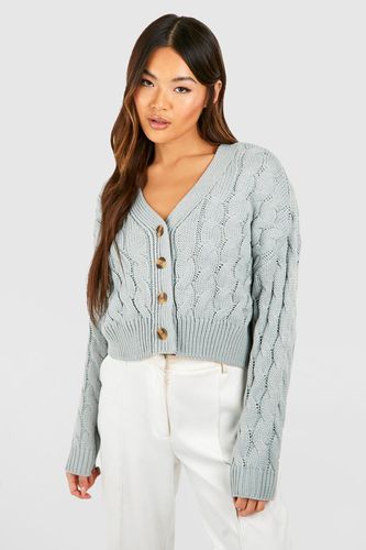 Womens Crop Cable Knit Cardigan - - L - boohoo - Modalova