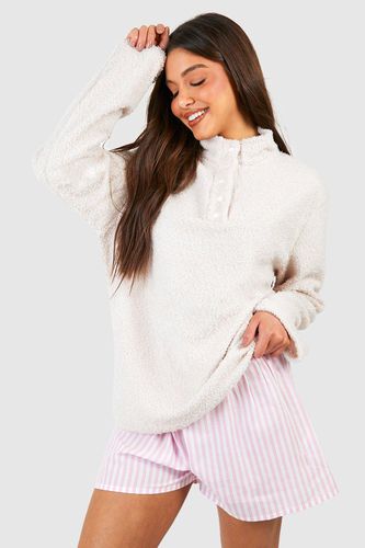 Womens Fluffy Collared Lounge Sweatshirt - - 10 - boohoo - Modalova