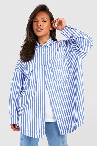 Womens Plus Oversized Stripe Utility Shirt - - 18 - boohoo - Modalova