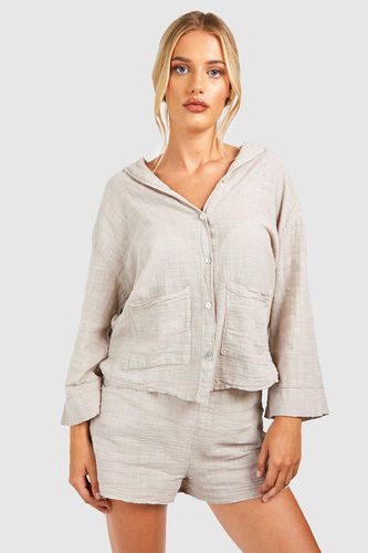 Womens Textured Lightweight Cotton Oversized Shirt - - 14 - boohoo - Modalova