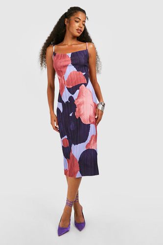 Womens Abstract Plisse Strappy Midi Dress - - 6 - boohoo - Modalova