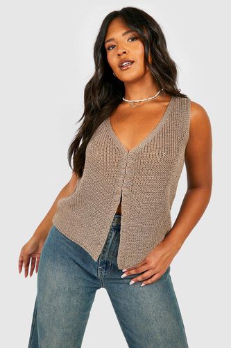 Womens Plus Knitted Hook And Eye Waistcoat - - 18 - boohoo - Modalova