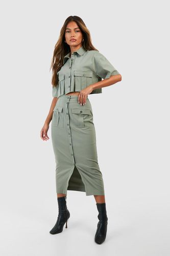 Womens Cargo Pocket Split Front Midaxi Skirt - - 6 - boohoo - Modalova