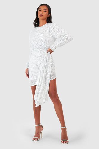 Womens Petite Sequin Drape Detail Mini Dress - - 10 - boohoo - Modalova