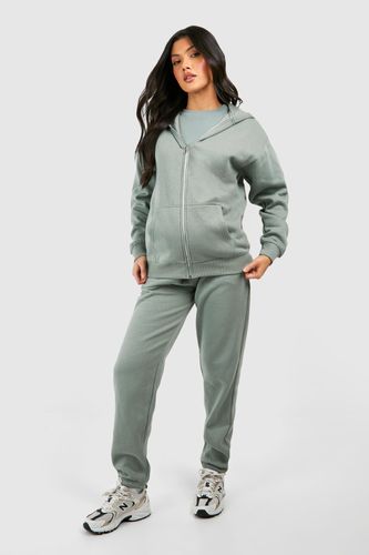 Womens Maternity Ribbed Fitted T-shirt 3 Piece Hooded Tracksuit - - 14 - boohoo - Modalova