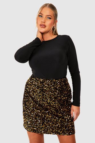 Womens Plus Velvet Sequin Mini Skirt - - 22 - boohoo - Modalova