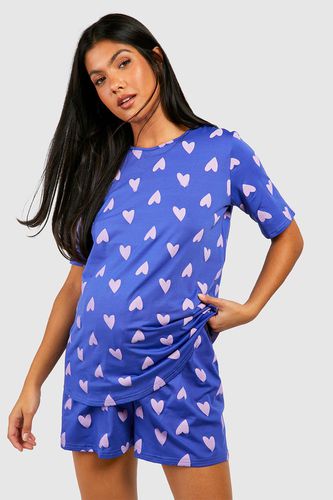 Womens Maternity Heart Print Short Pyjama Set - - 8 - boohoo - Modalova