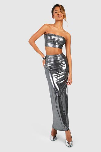 Womens Metallic Slip Fishtail Maxi Skirt - - 14 - boohoo - Modalova
