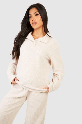 Womens Maternity Fluffy Borg Collared Lounge Sweatshirt - - 16 - boohoo - Modalova