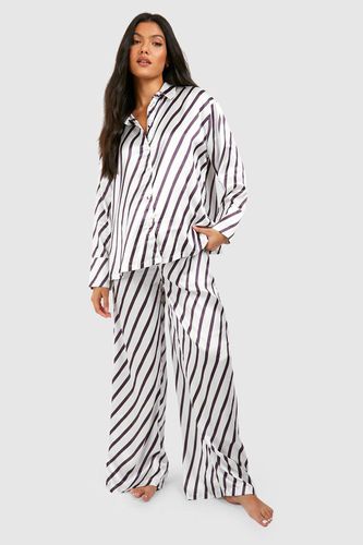 Womens Maternity Oversized Tonal Stripe Pyjama Set - - 10 - boohoo - Modalova