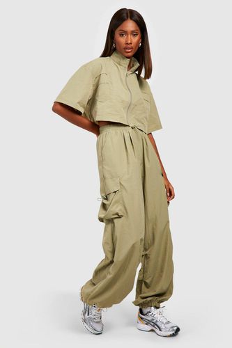 Womens Pocket Detail Parachute Cargo trousers - - 10 - boohoo - Modalova