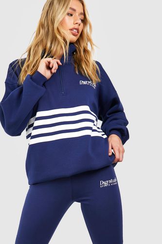 Womens Striped Half Zip Oversized Sweatshirt - - XS - boohoo - Modalova