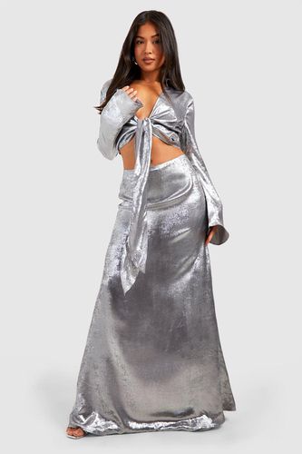 Womens Petite Metallic Bias Cut Maxi Skirt - - 12 - boohoo - Modalova