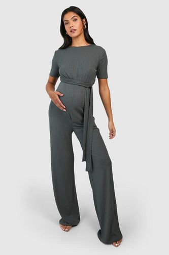 Womens Maternity Short Sleeve Belted Loungewear Jumpsuit - - 12 - boohoo - Modalova