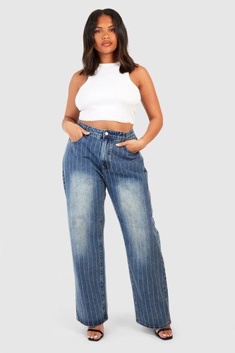 Womens Plus Diamante Pinstripe Jeans - - 26 - boohoo - Modalova