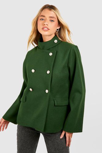 Womens Button Detail Wool Look Short Coat - - 10 - boohoo - Modalova