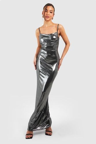 Womens Metallic Cowl Maxi Dress - - 12 - boohoo - Modalova