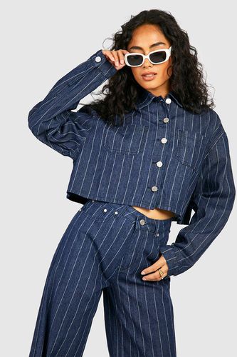 Womens Boxy Stripe Denim Jacket - - 12 - boohoo - Modalova