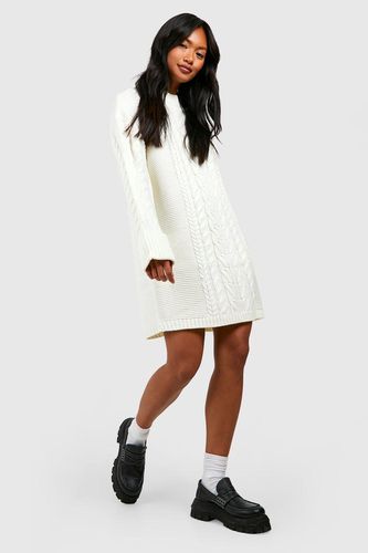 Womens Cable Knit Mini Jumper Dress - - M - boohoo - Modalova