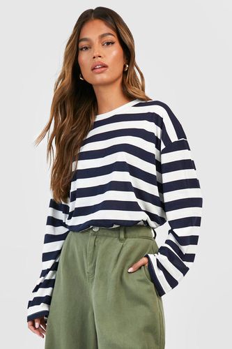 Womens Wide Sleeve Wide Stripe T-shirt - - 12 - boohoo - Modalova