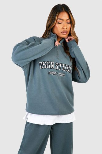 Womens Dsgn Studio Applique Oversized Half Zip Sweatshirt - - M - boohoo - Modalova