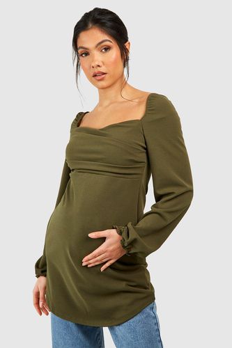 Womens Maternity Drape Detail Blouson Sleeve Top - - 10 - boohoo - Modalova