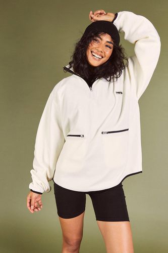 Womens Polar Fleece Contrast Half Zip Oversized Sweatshirt - - L - boohoo - Modalova