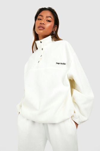 Womens Polar Fleece Pocket Detail Half Zip Oversized Sweatshirt - - L - boohoo - Modalova