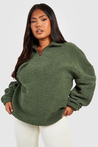 Womens Plus Borg Pocket Detail Half Zip Sweatshirt - - 20 - boohoo - Modalova