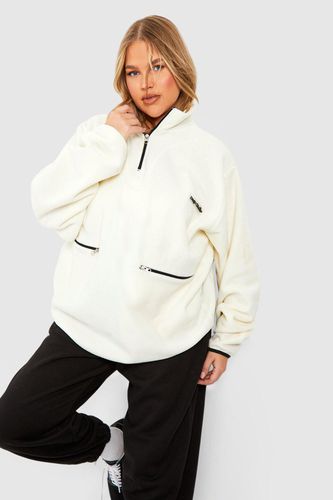 Womens Plus Polar Fleece Contrast Half Zip Oversized Sweatshirt - - 18 - boohoo - Modalova