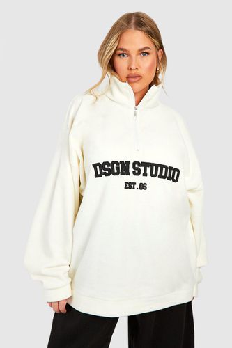 Womens Plus Dsgn Studio Embroidered Half Zip Oversized Sweatshirt - - 18 - boohoo - Modalova