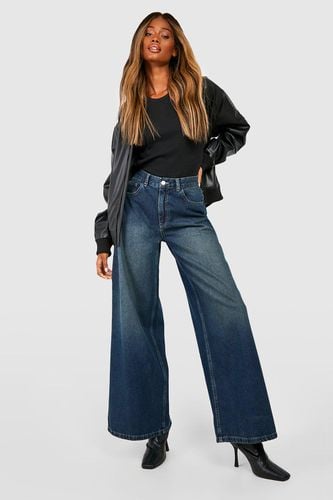 Womens Palazzo Wide Leg Mid Rise Jeans - - 12 - boohoo - Modalova